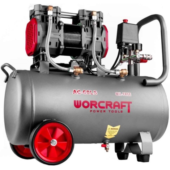 ووركرافت كمبريسور بدون زيت ( كاتم ) سعة 50 لتر قدرة 1350 وات موديل AC-60LS