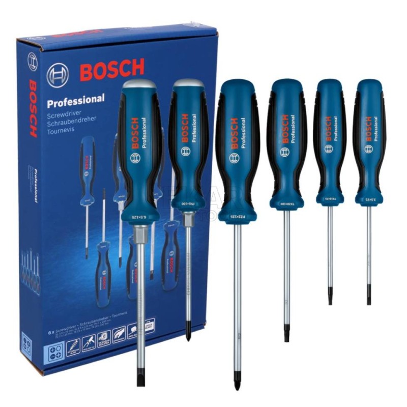 بوش طقم مفكات احترافي Screwdriver Set SL/PH/PZ/TX 6 pcs Professional موديل 1600A02CV3