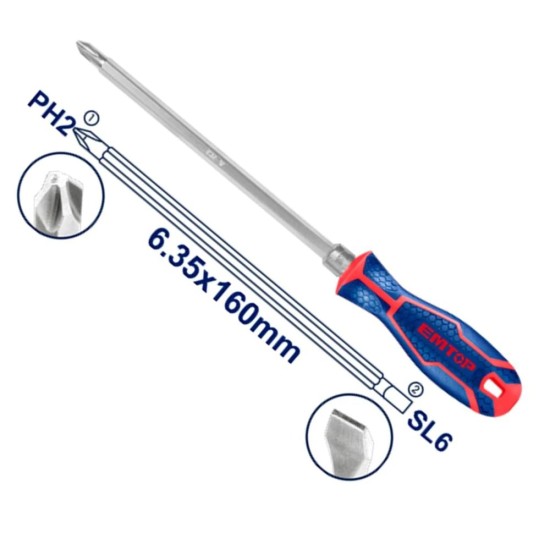  ام توب ESDRH0202 مفك قلاب 2 * 1 عادة وصليبة 6" بوصة