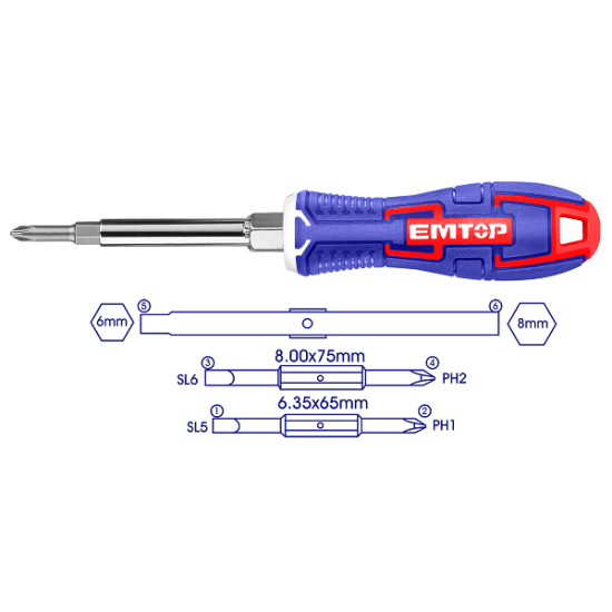  ام توب ESDRH0602 طقم مفك 6*1 متعدد الإستخدامات