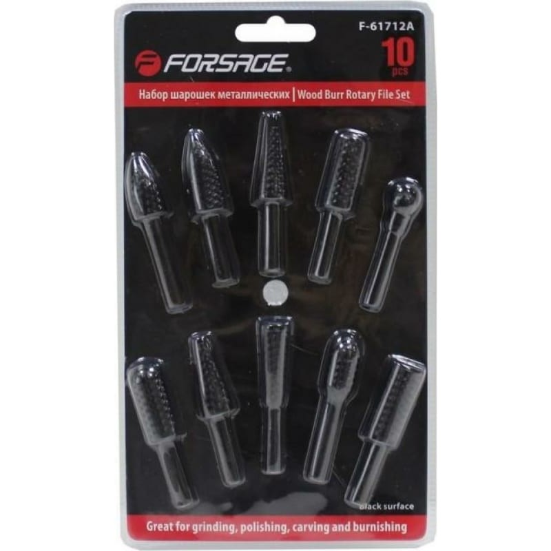 فورساج F-61712A مجموعة قواطع معدنية بأشكال مختلفة للبلاستيك والخشب (10 قطع؛ ساق 6 مم)    