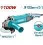 توتال TG110125565 صاروخ قطعيه و تجليخ مقاس 5" بوصه قدرة 1100 وات سرعات