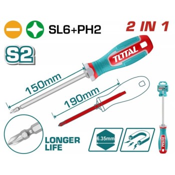 توتال مفك قلاب 2-in-1 Screwdriver PH2+SL6  موديل THT250266 
