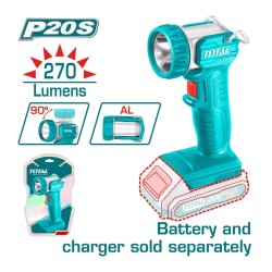 توتال TWLI2038 كشاف بطارية 20 فولت خدمه شاقة بدون بطارية و شاحن