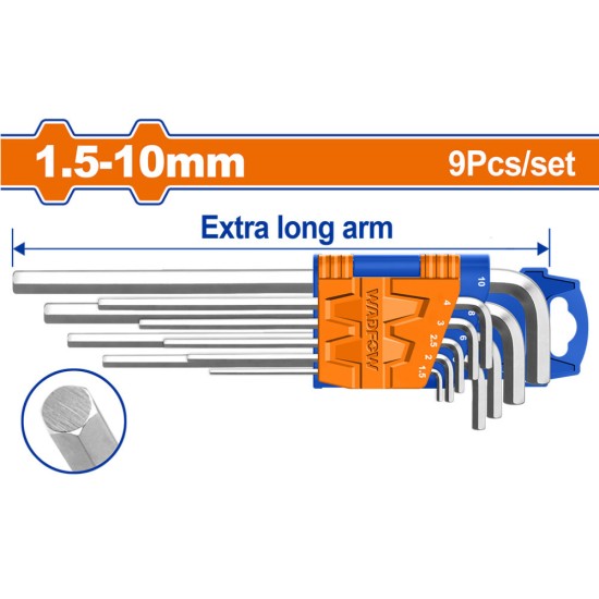 وادفو WHK1292 طقم مفتاح النكيه مسدس 9 قطع طويل 
