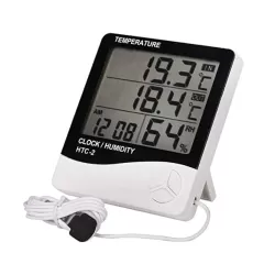 مقياس حرارة الكتروني HTC-2 مع ميزان الحرارة ومقياس الرطوبة