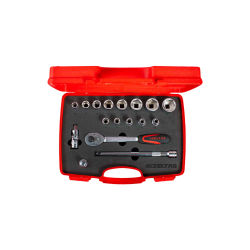 ايزالتس 1113002017 طقم لقمة مسدسة 1/2 بوصة 17 قطعة مقاسات من( 32:10 )مم كروم فانديوم  