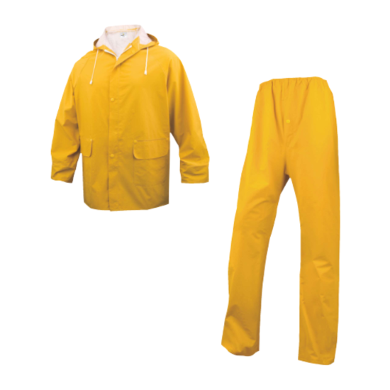 دلتا بلس  EN304JAGT2 بدلة وقاية من المطر بلون اصفر، مطلية بمادة بوليستر على الجانبين الداخلي و الخارجي (L)