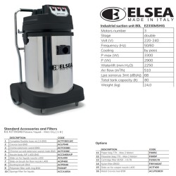 ايلسا E2330 مكنسه ايطالى 3 موتور 3300 وات ,80 لتر 